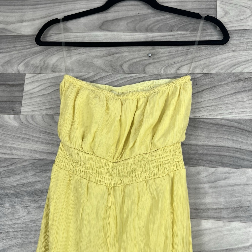 Pink Lily Strapless Tube Top Romper Women XS Yellow Coastal Beach Flowy Festival - Picture 10 of 16